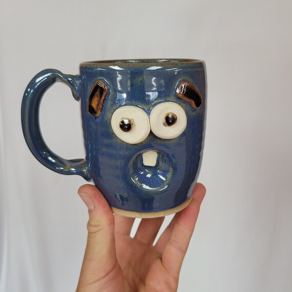 Sleepy Monday Morning Coffee Cup. Funny Face Mug. Blue Tea Mug. Hot  Chocolate Teacup Mug. Funky Cool Coffee Cups. Fun Gag Gift. Ug Chug. 