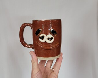 Breakfast Lover Mug. JIM Microwave Dishwasher Safe Large Goofy Smiley Face Coffee Cup Ug Chug Mug Red Breakfast Loving Dude Nelson Ug Chugs