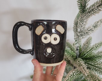 Sleepy Monday Morning Coffee Cup. Funny Face Mug. Black Tea Mug. Hot Chocolate Teacup Mug. Funky Cool Coffee Cups. Fun Gag Gift. Ug Chug.