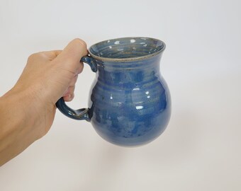 NEW Pottery Wheel Bell Shaped Coffee Cup Mug. Gigantic 24 Ounces Extra Large Coffee lover. Blue . Nelson Studio Handmade Stoneware Clay
