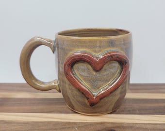 Taza de corazón / Taza de café de amor hecha a mano / Taza de amor Regalo de cerámica