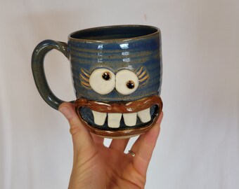 NEW. Internalizer Coffee Cup. CHRISTY Emotional Woman Internal Feelings Face Mugs Blue. Unique Ug Chug. Her Hot Tea Mug for Mom Wife Mother