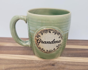 Grandma Mug | Handmade Stoneware Pottery | Mother's Day | Green