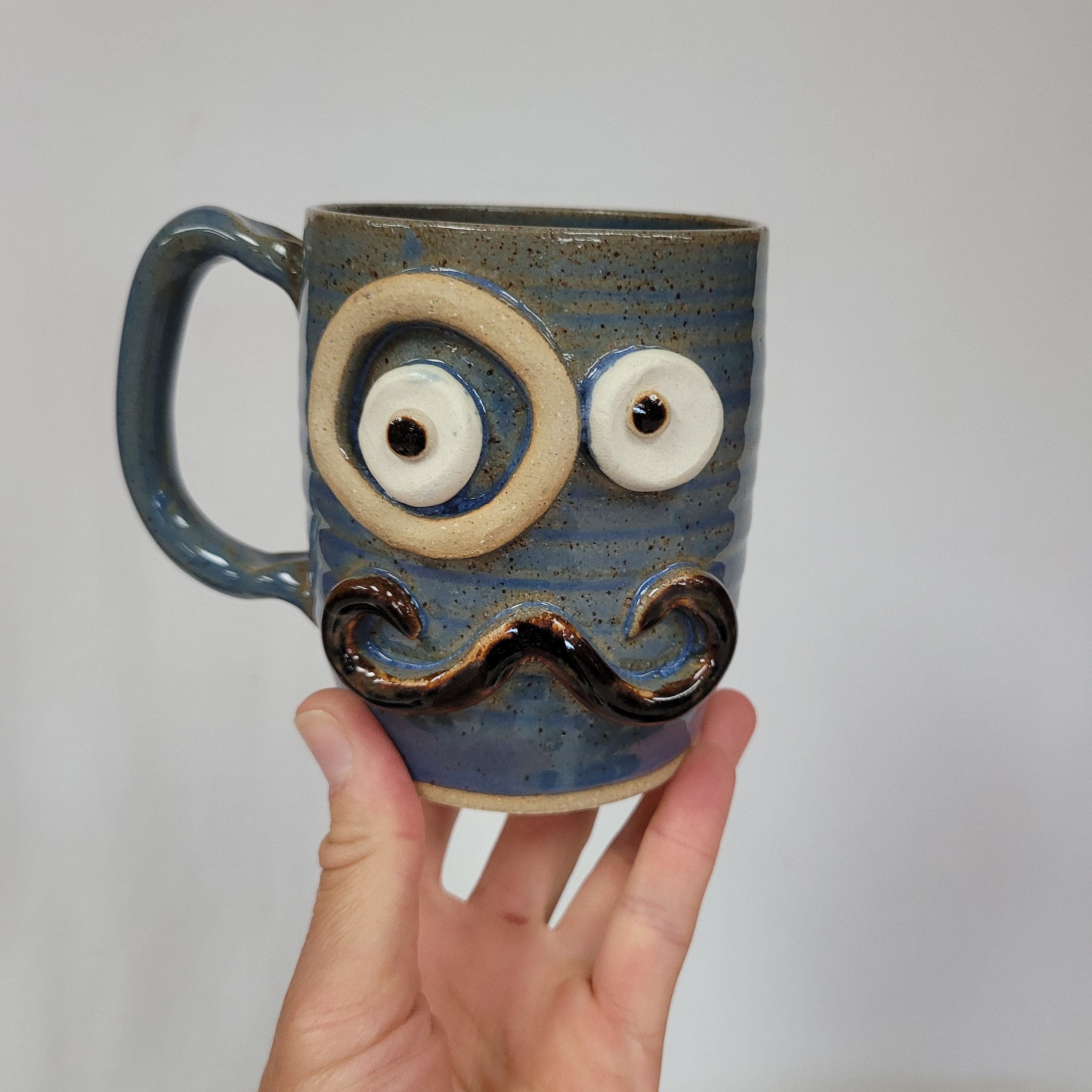 Rustic Fall Vanilla Cream Coffee Cup. Handlebar Mustache and Monocle  Eyepiece. 12 Ounces. Face Mug for Him