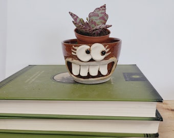 Succulent Planter. Mother's Day. Cute Kitchen Windowsill Gardening Pot. Green Thumb Smiley Face Container Gardening Gifts for Plant Lovers