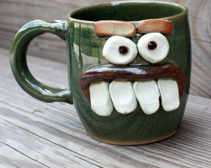 Ironic Coffee Mug. Green Overbite Face Mug Etsy