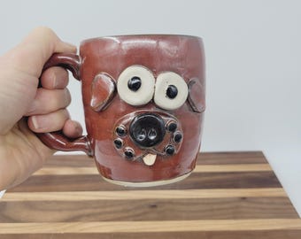Funny Dog Coffee Cup | Ug Chug Face Mug | Red Brown