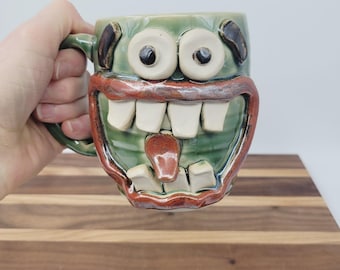 Smell of Fresh Coffee Extra Large Smiley Face Mug | Green Coffee Cup