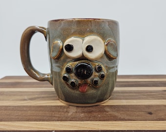 Dog Mug | Puppy Face Coffee Cup | Nelson Studio Ug Chug | Handmade Pottery | Vet Gift | 16 Oz