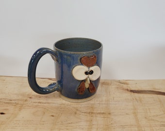 PENELOPE Pottery Chicken Mug in Blue. Cute Hot Tea Mug. Funny Face Coffee Cup. Comical Mug. Farmhouse Chicken Rooster Hen Collector.