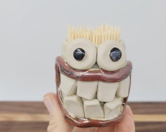 Funny Face Mini Pottery Cup | Nelson Studio Ug Chug Toothpick Holder | Paperclip Cup