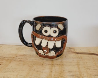 New PATRICK the PIZZA LOVER Beer Mug. Funny Gifts for Dad. His Coffee Cups and Mugs. Large 20 Ounce Black Pottery for Him Nelson Studio