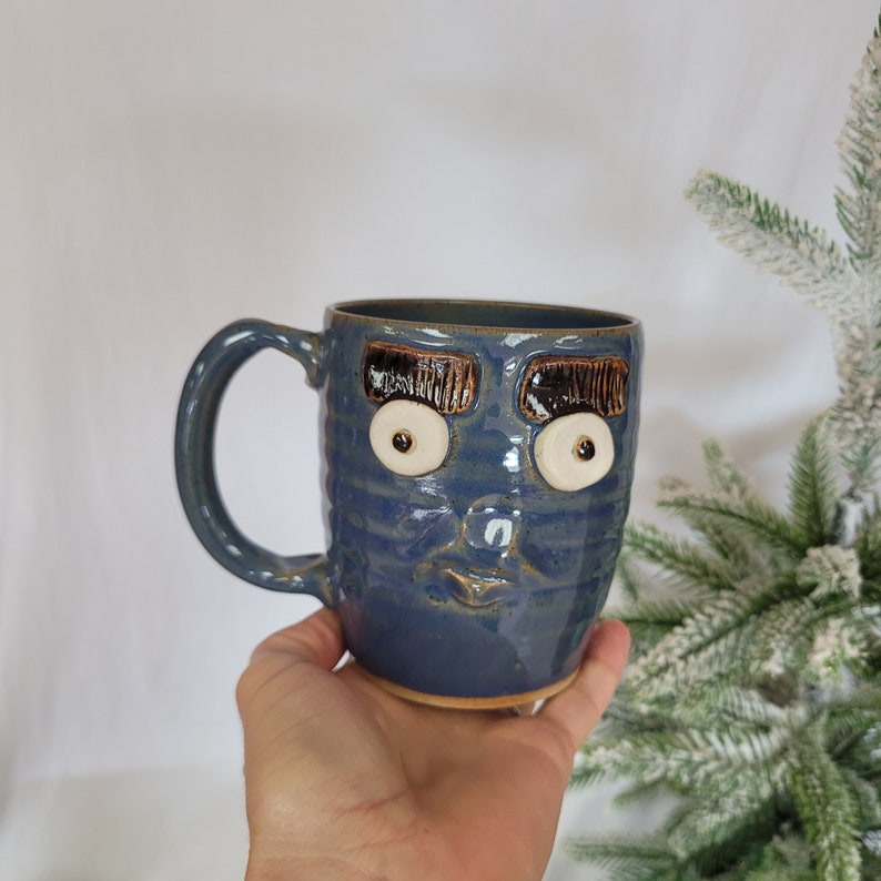 Nelson Studio Ug Chug Face Mug. Funny Coffee Cups and Mugs. Traditional Southern Folk Pottery. Functional Art. Funny Gifts for Coffee Lovers image 1