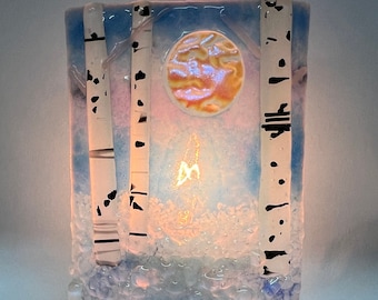 Magical Winter Aspen Glass Night Light - Unique Gift for Nature Lovers