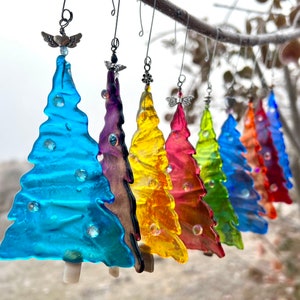 Handmade Fused Glass Tree Ornaments - Any Time Gift Idea