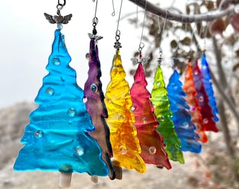 Handmade Fused Glass Tree Ornaments - Any Time Gift Idea