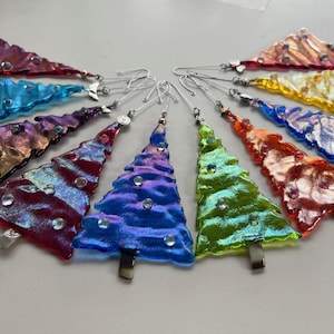 Fused Glass Christmas Tree Ornament in Jewel Tones