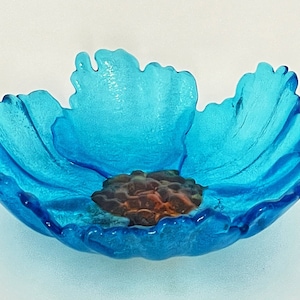 Iridescent Fused Glass Flower Bowl: Handmade Art Glass