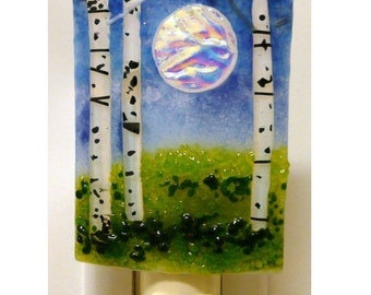 Summer Birch Nightlight Fused Glass