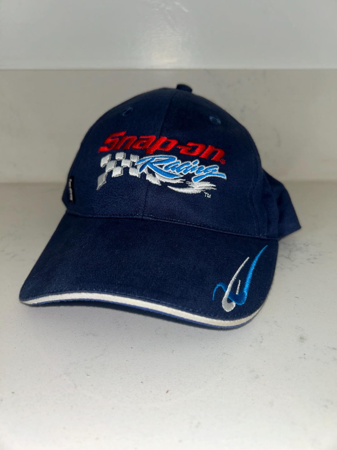 Retro Racing Hat Vintage Rare Snap on Racing Hat Blue and White Racing Flag 1990s - Etsy