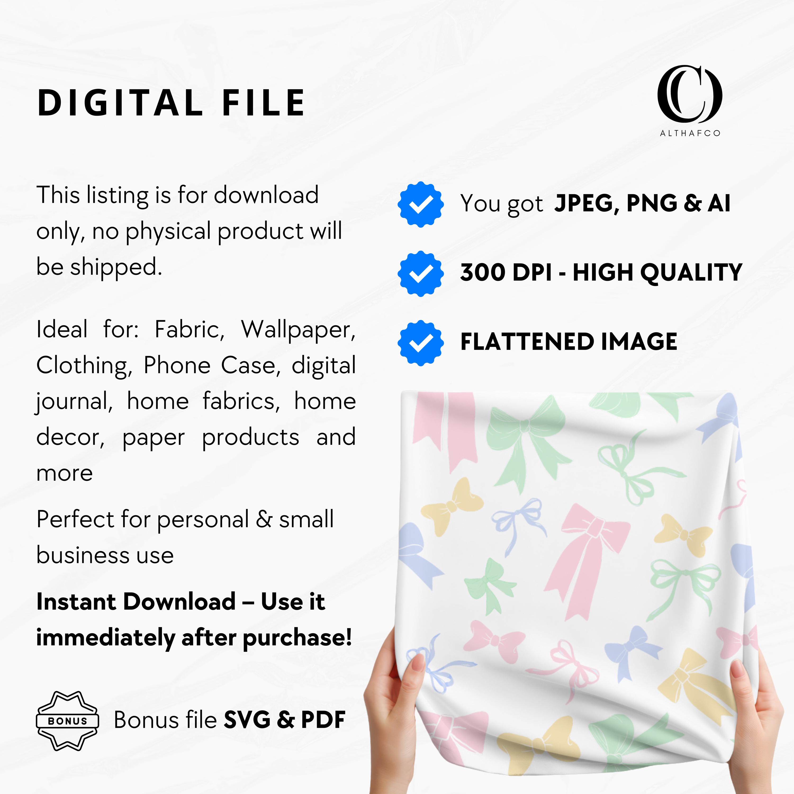 Pastel Bows Seamless Repeating Pattern, Pink and Blue Bow Pattern File ...