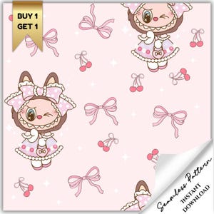 Cute Pink Monster Seamless Pattern, Colorful Cartoon Creatures Repeat Design, Printable Kids Fabric