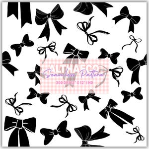 Black and White Bows Seamless Pattern: Commercial Use (Digital Download)