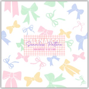 Pastel Coquette Bows Seamless Pattern: Digital File (Digital Download)