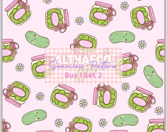 Pickles Seamless Pattern, retro summer fabric design for sublimation