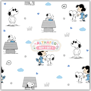 Cartoon Dog and Friends Seamless Pattern, Nursery Fabric (Digital Download)
