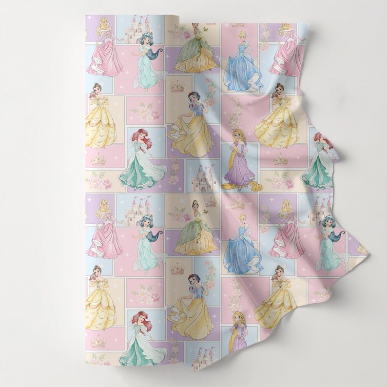 Cartoon Princess Patchwork Seamless Pattern: Magical World Fabric ...