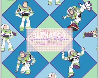 Toy Story Seamless Pattern, Buzz Lightyear Pattern, Digital Paper, Instant Download