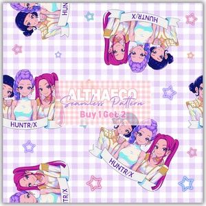 Huntrix Inspired Seamless Pattern, KPop Hunters Seamless Pattern, Demon Hunters Pattern, KPop Sublimation, Surface Pattern, K-Pop Boy Band