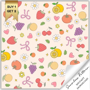 Summer Fruit Pattern File For Sublimation or Printing, Seamless Fruit Design, Strawberry Pattern Png, Tropical Sublimation Png Pattern