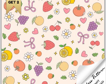 Summer Fruit Pattern File For Sublimation or Printing, Seamless Fruit Design, Strawberry Pattern Png, Tropical Sublimation Png Pattern