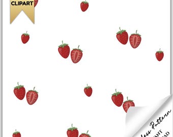 Naadloze aardbeistrikpatroon digitaal papier, direct downloaden