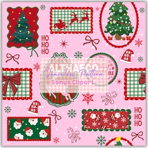 Christmas Frames Seamless Pattern: Holiday Bow Design (Digital Download)