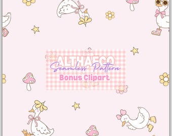 Pastel Goose Seamless Pattern, Nursery Fabric Wallpaper (Digital Download)