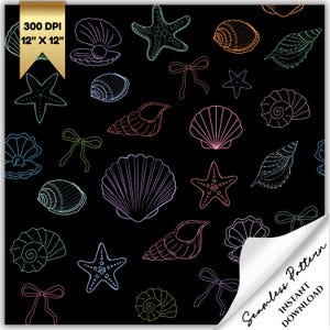 Coquette Seashell Seamless Pattern – Pastel Beach Digital Paper for Summer Crafts, Scrapbooking, Fabric & Sublimation