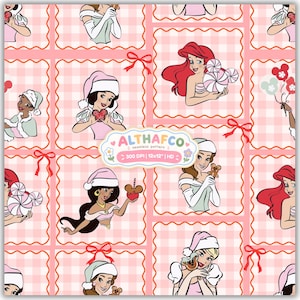 Princess Christmas Seamless Pattern, Patchwork Style, Girls Fabric (12 X 12 HD)