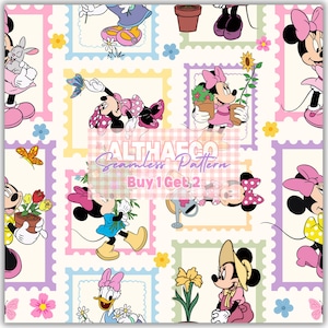 Farm Mouse Seamless Pattern, Cartoon Patchwork Fabric (Digital Download)