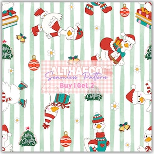 Christmas Seamless Repeat Santa Goose Pattern, Commercial Use Allowed (Instant Download)
