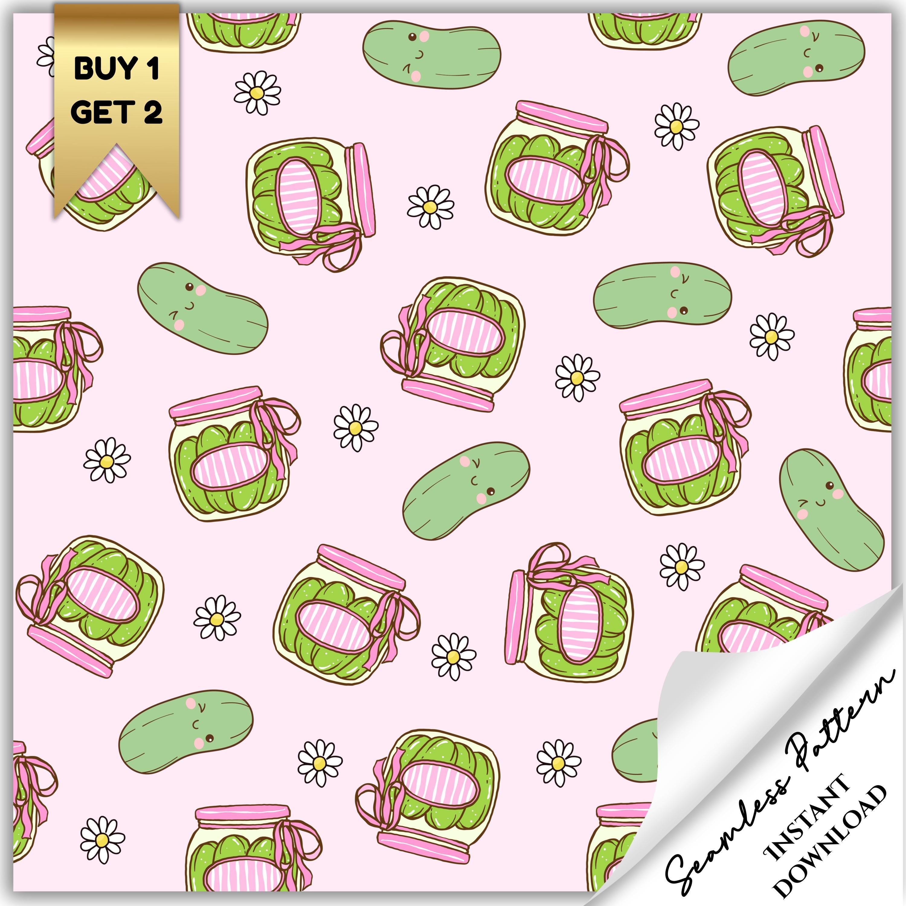 Pickles Seamless Pattern - retro summer fabric design for sublimation - cottagecore