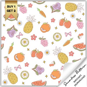 Summer Fruit Pattern File For Sublimation or Printing, Seamless Fruit Design, Strawberry Pattern Png, Tropical Sublimation Png Pattern