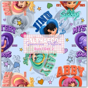 KPop Saja Boys Seamless Pattern, Demon Hunters Sublimation (Digital Download)