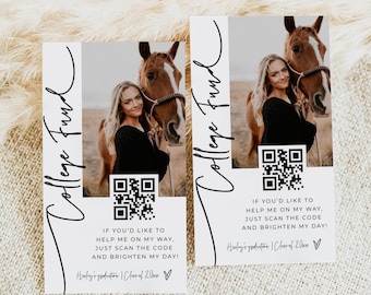 Printable College Fund Insert Card Venmo QR Code Sign Tip The Graduate QR Code College Fund Grad Sign, College Fund Graduation Sign Template
