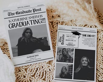 Grad Invite Newspaper Graduation Invitation 2026, Graduation Announcement 2026, Grad Party Invite, High School Grad Invite, Graduation Party