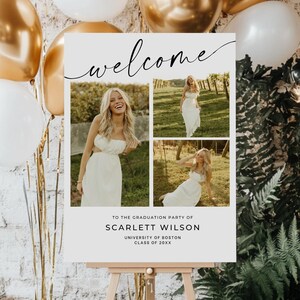 Modern Grad Sign, Class of 2025 Decor, Senior Graduation Party Sign, Graduation Banner, Graduation Party Yard Sign, Graduation Welcome Sign