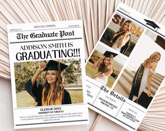 Graduation Newspaper Announcement 2026, Graduation Invitation, Grad Party Invite, Grad Invite, Graduation Party 2026, Senior Grad Newspaper