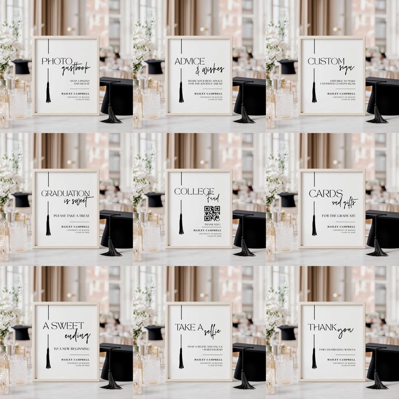 Grad Signs Inside 27 Graduation Signs, Grad Party Sign Bundle, Editable Grad Signs ...